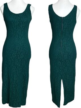 vintage 90’s prom lace green maxi sleeveless dress y2k